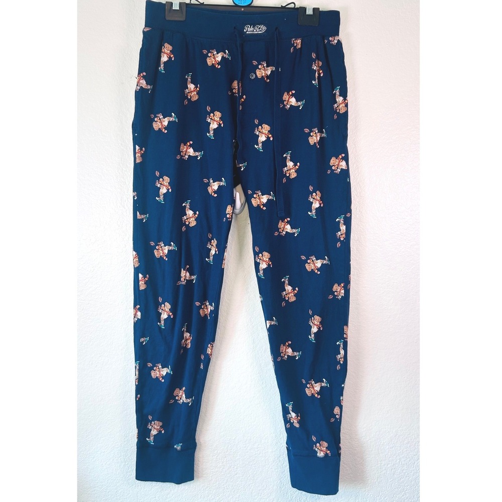 Polo Ralph Lauren Navy Polo Bear Rugby Football Sleepwear Joggers Preppy S